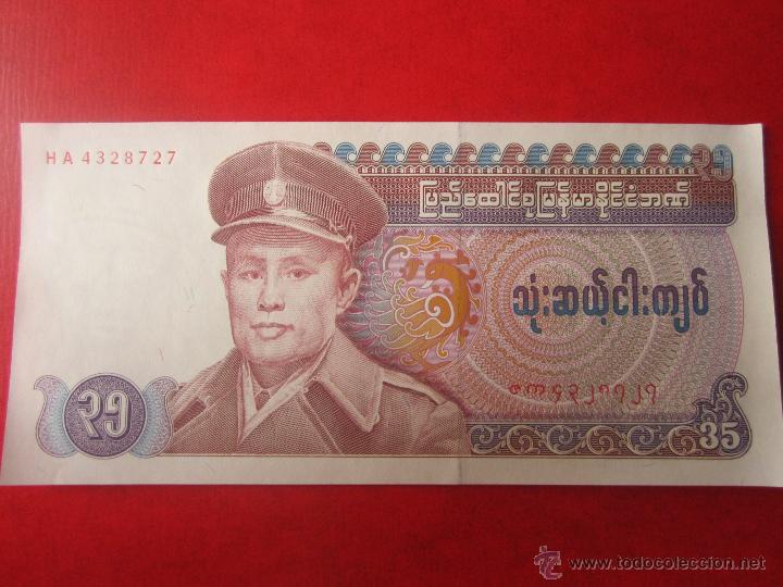 Billetes extranjeros: Myanmar. billete de 35 kiat. 1986 - Foto 1