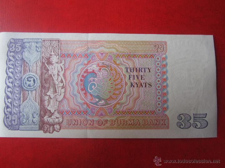 Billetes extranjeros: Myanmar. billete de 35 kiat. 1986 - Foto 2