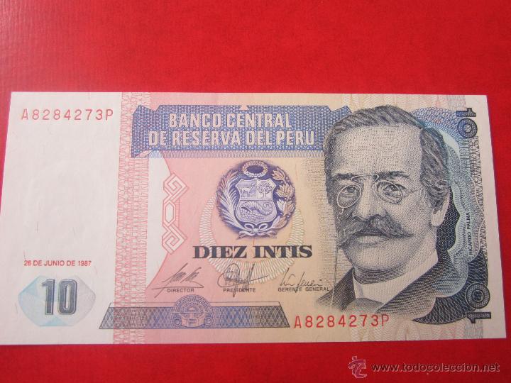 Billetes extranjeros: Peru. billete de 10 intis. 1987 - Foto 1