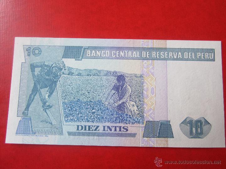 Billetes extranjeros: Peru. billete de 10 intis. 1987 - Foto 2