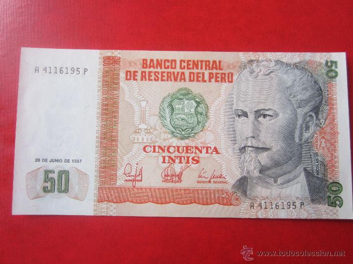 Billetes extranjeros: Peru. billete de 50 intis. 1987 - Foto 1