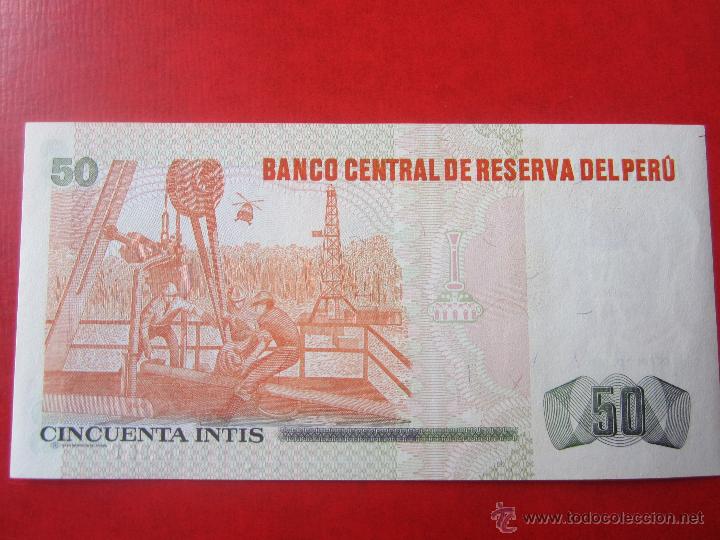 Billetes extranjeros: Peru. billete de 50 intis. 1987 - Foto 2