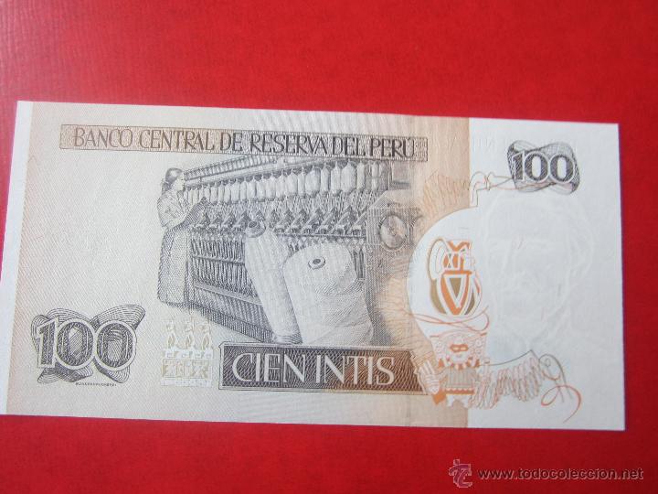 Billetes extranjeros: Peru. billete de 100 intis. 1987 - Foto 2