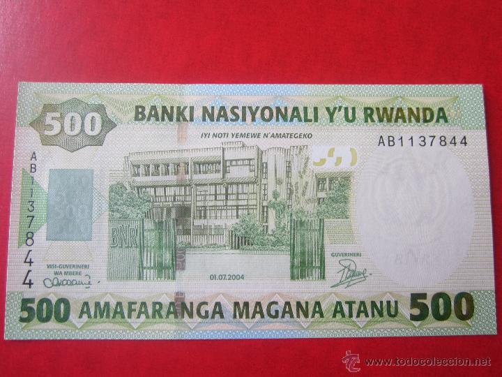 Billetes extranjeros: Rwanda. billete de 500 francos. 2004 - Foto 2