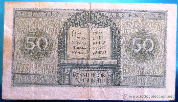 Billetes extranjeros: ARGENTINA  BILLETE DE 50 CENTAVOS DE 1947 - Foto 2