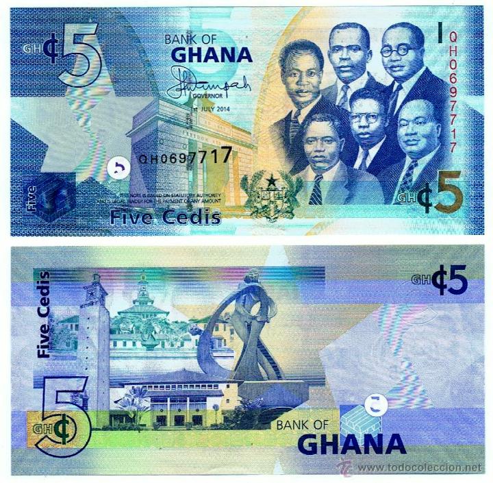 Billetes extranjeros: Ghana. Pick 38e. 5 Cedis (2014). SC. - Foto 1