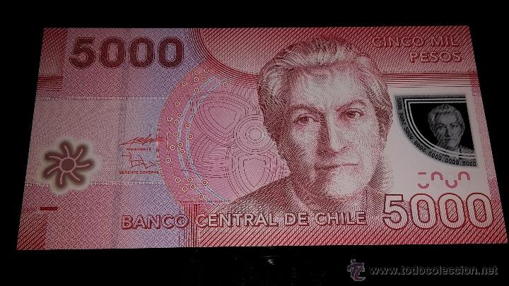 Billetes extranjeros: Chile 5000 pesos pol&iacute;mero unc - Foto 1