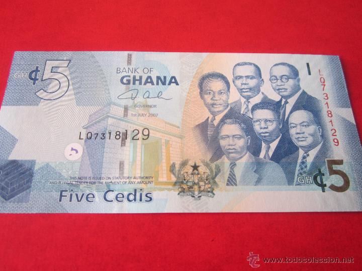 Billetes extranjeros: Ghana. billete de 5 cedis. 2007 - Foto 1