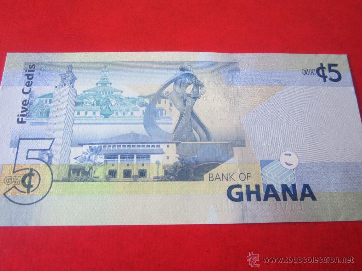 Billetes extranjeros: Ghana. billete de 5 cedis. 2007 - Foto 3