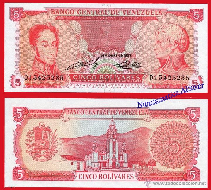 Billetes extranjeros: VENEZUELA 5 Bol&iacute;vares 1989 Pick 70 - SC