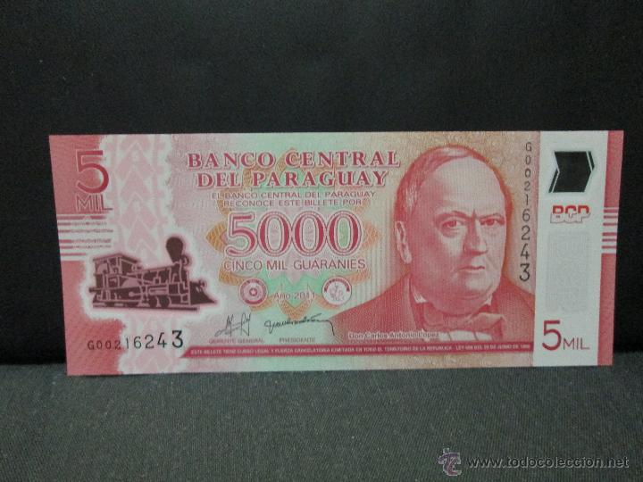 Billetes extranjeros: 5000 guaranies 2011 paraguay - Foto 1