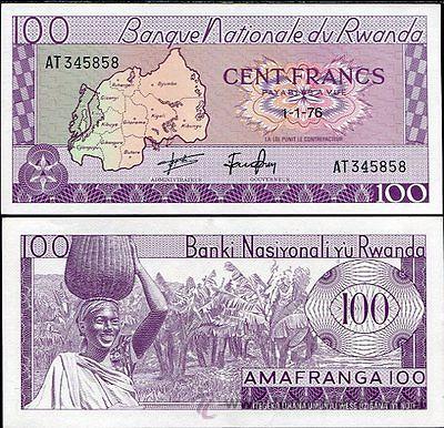 Billetes extranjeros: Ruanda (Rwanda) 100 Francos 1976 Sin Circular - Foto 1