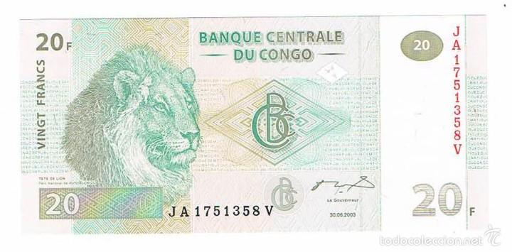 Billetes extranjeros: BILLETE NUEVO CONGO 20 FRANCS ** - Foto 1