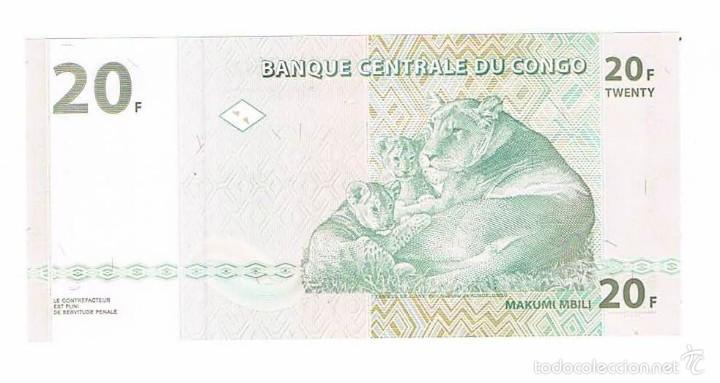 Billetes extranjeros: BILLETE NUEVO CONGO 20 FRANCS ** - Foto 2