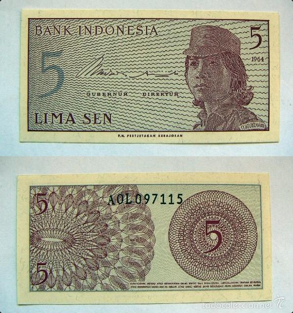 Billetes extranjeros: BILLETE INDONESIA 5 SEN 1964 - Foto 1