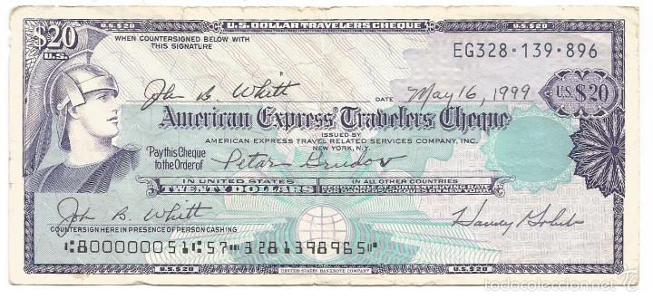 Cheque american express 20 dollars usa 1999 - Vendido en Subasta ...