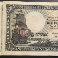 Billetes extranjeros: SOUTH ÁFRICA RESERVE 1 POUND 1938 MUY RARO REF 54853. Lote 90358880