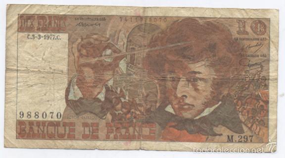 Billetes extranjeros: FRANCIA- 10 FRANCOS-1977 - Foto 1