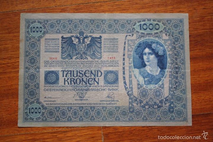 Billetes extranjeros: 1000 CORONAS 1902, IMPERIO AUSTRO-HUNGARO. - Foto 2