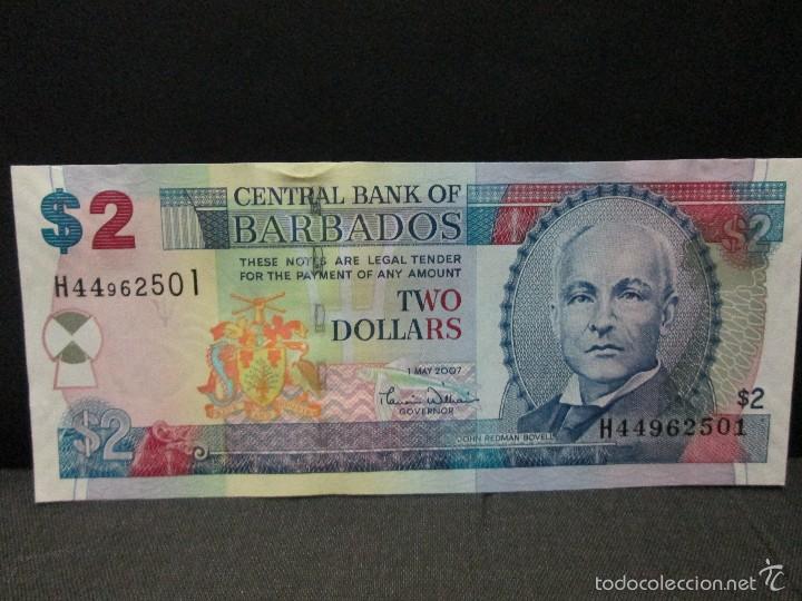 Billetes extranjeros: 2 dolares barbados 2007 sc - Foto 1