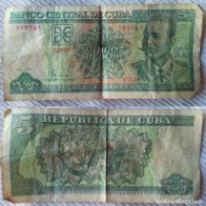 Billetes extranjeros: BILLETE DE 5 PESOS DE CUBA AÑO 2001. Lote 61391275