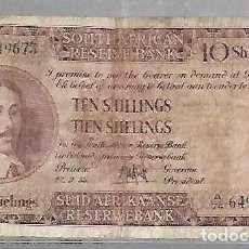 Billetes extranjeros: BILLETE. SUID-AFRIKAANSE RESERWEBANK. 10 SHILLINGS. 1953