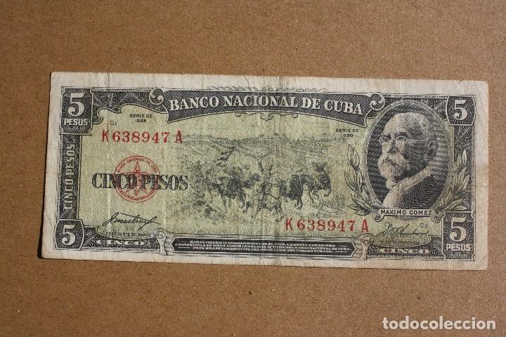 Billetes extranjeros: CUBA, 5 PESOS 1958 - Foto 1