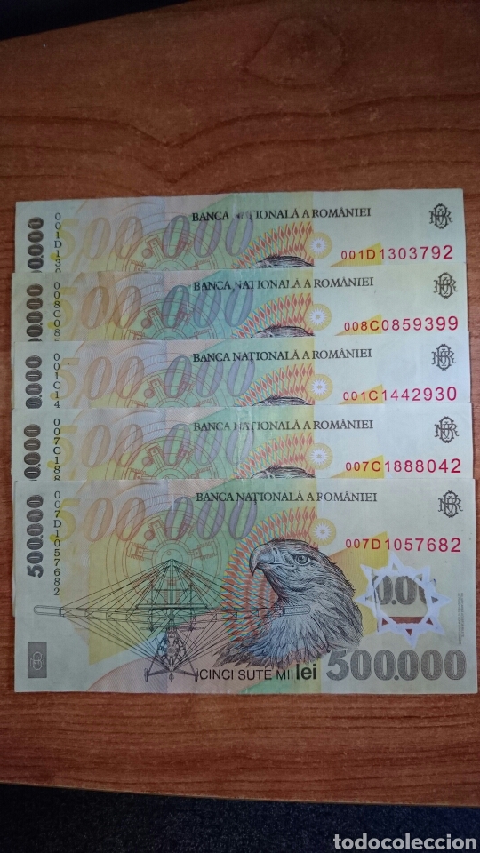 Rumania 500000 Lei 2000 Lote 5 Billetes Sold At Auction 63457887