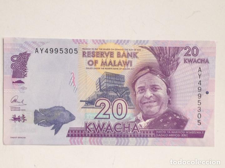Billetes extranjeros: Billete Malawi. 20 Kwacha. 2015. Sin Circular - Foto 1