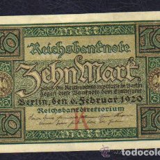 Billetes extranjeros: ALEMANIA - ANTIGUO BILLETE DE 10 MARCOS AÑO 1920 P.67 EBC++ XF++. Lote 67182497