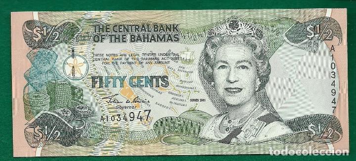 Billetes extranjeros: BAHAMAS - 1/2 DOLAR 2001 P. 68 SC UNC - Foto 1