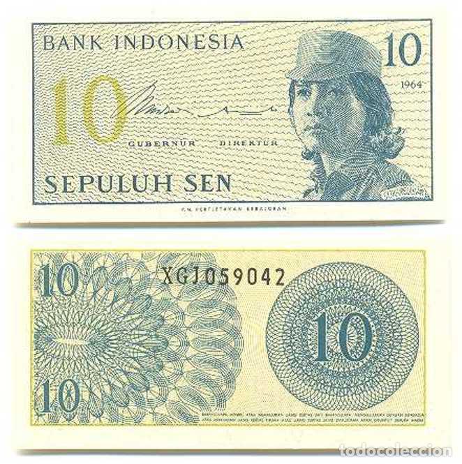 Billetes extranjeros: Indonesia 10 sen 1964 REPLACEMENT (X) pick 92.s UNC - Foto 1