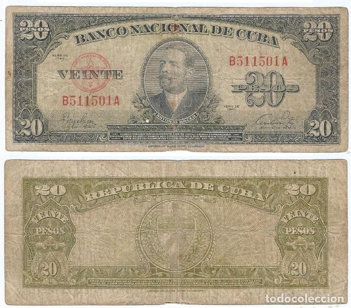 Billetes extranjeros: Cuba 20 pesos 1949 pick 80.a - Foto 1