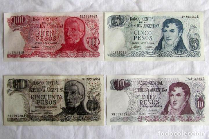 Billetes extranjeros: 4 billetes de la Rep&uacute;blica Argentina - Foto 1
