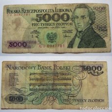 Billetes extranjeros: BILLETE DE POLONIA 5000 ZLOTYCH 1988 CIRCULADO. Lote 80234689