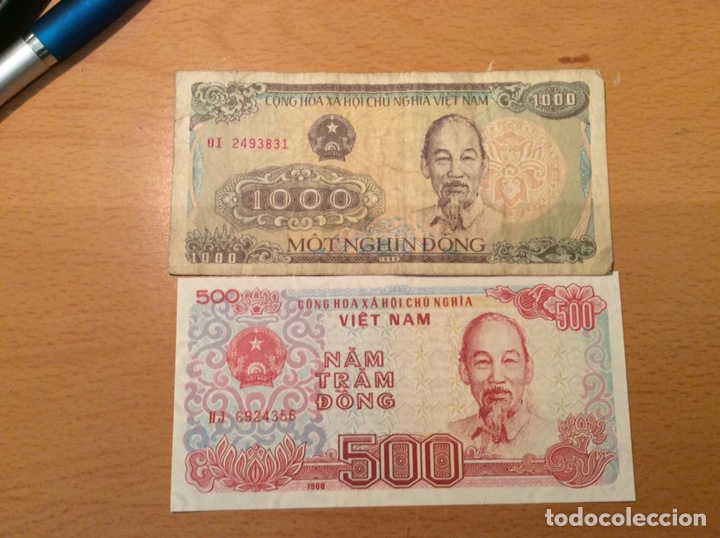 Billetes extranjeros: Lote de 2 billetes de Vietnam - Foto 1