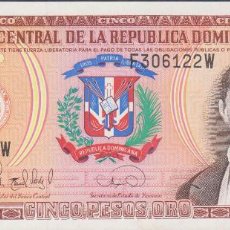 Notas Internacionais: BILLETES-REPUBLICA DOMINICANA 5 PESOS ORO 1995 - SERIE F 306189 W - PICK-147 (SC). Lote 361881200