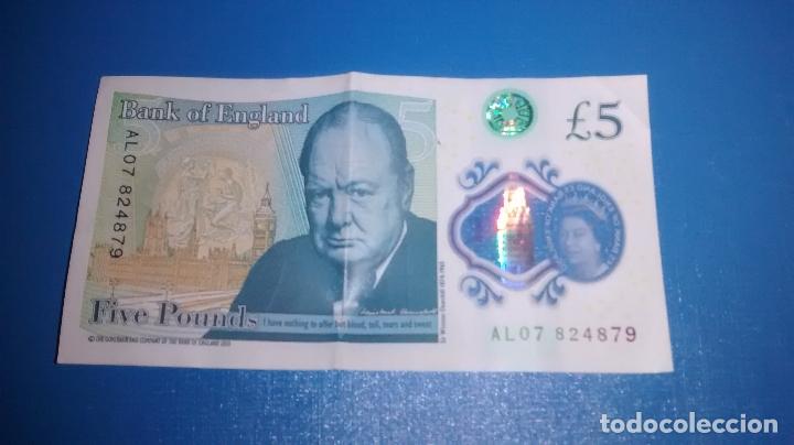 Billetes extranjeros: 5 LIBRAS DE INGLATERRA EMISI&Oacute;N 2015 - Foto 2