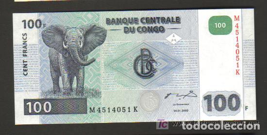 Billetes extranjeros: CONGO REPUBLICA DEMOCRATICA - 100 FRANCOS 2000 SC P.92 UNC - Foto 1