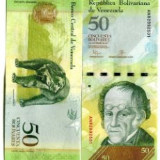 Billetes extranjeros: BILLETE DE AMERICA VENEZUELA 50 BOLIVARES AÑO 2015 SIN RCULAR-UNC- P-92. Lote 382407479