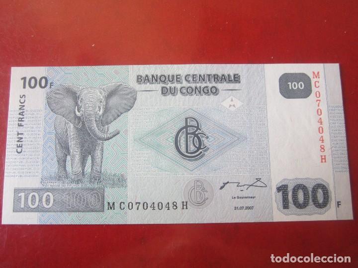 Billetes extranjeros: Congo. billete de 100 francos. 2007 - Foto 1