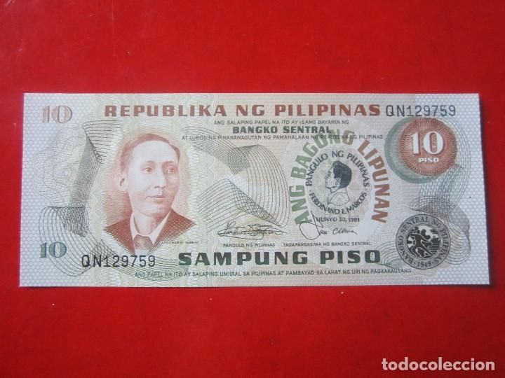 Billetes extranjeros: Filipinas. billete 10 piso. 1981 - Foto 1