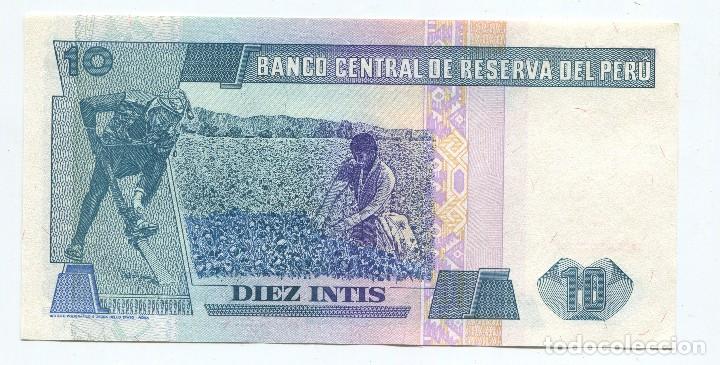 Billetes extranjeros: PERU. BILLETE 10 INTIS. 26 JUNIO 1987. - Foto 2