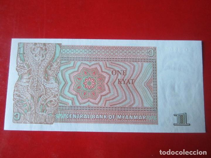 Billetes extranjeros: Myanmar. billete de 1 kiat. 1990 - Foto 2