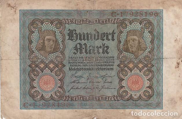 Billetes extranjeros: ALEMANIA- 100 MARCOS-1920 - Foto 1