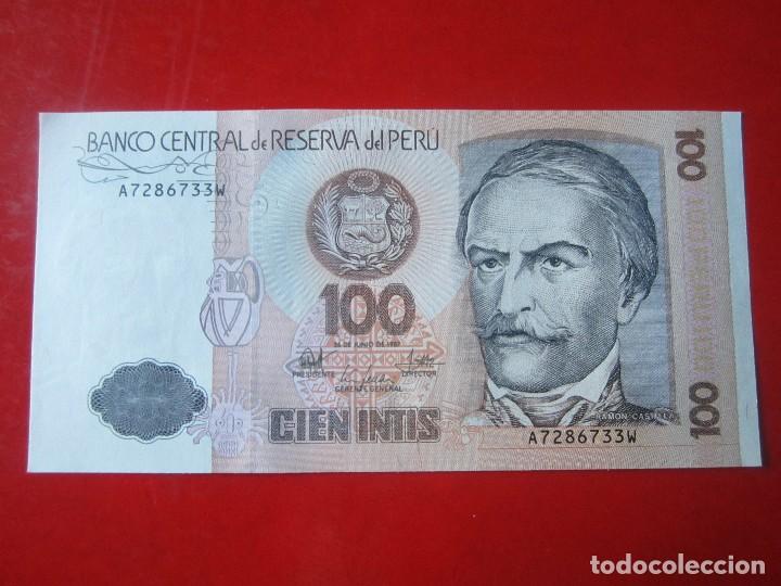 Billetes extranjeros: Peru. billete de 100 intis. 1987 - Foto 1