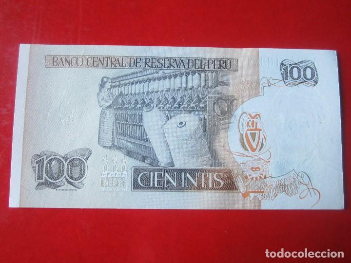 Billetes extranjeros: Peru. billete de 100 intis. 1987 - Foto 2