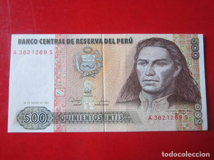 Billetes extranjeros: Peru. billete de 500 intis. 1987 - Foto 1