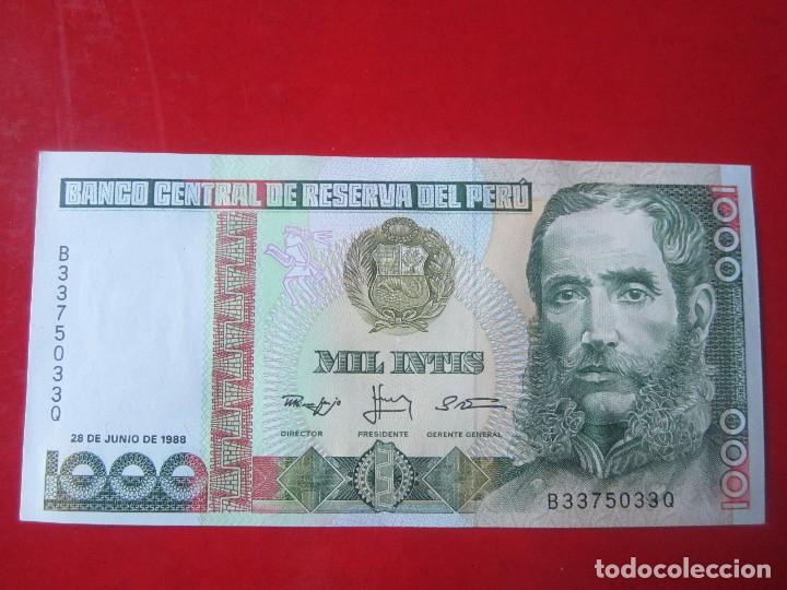Billetes extranjeros: Peru. billete de 1000 intis. 1988 - Foto 1