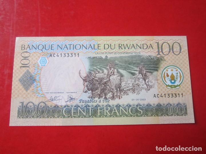 Billetes extranjeros: Rwanda. 100 francos. 2003 - Foto 1